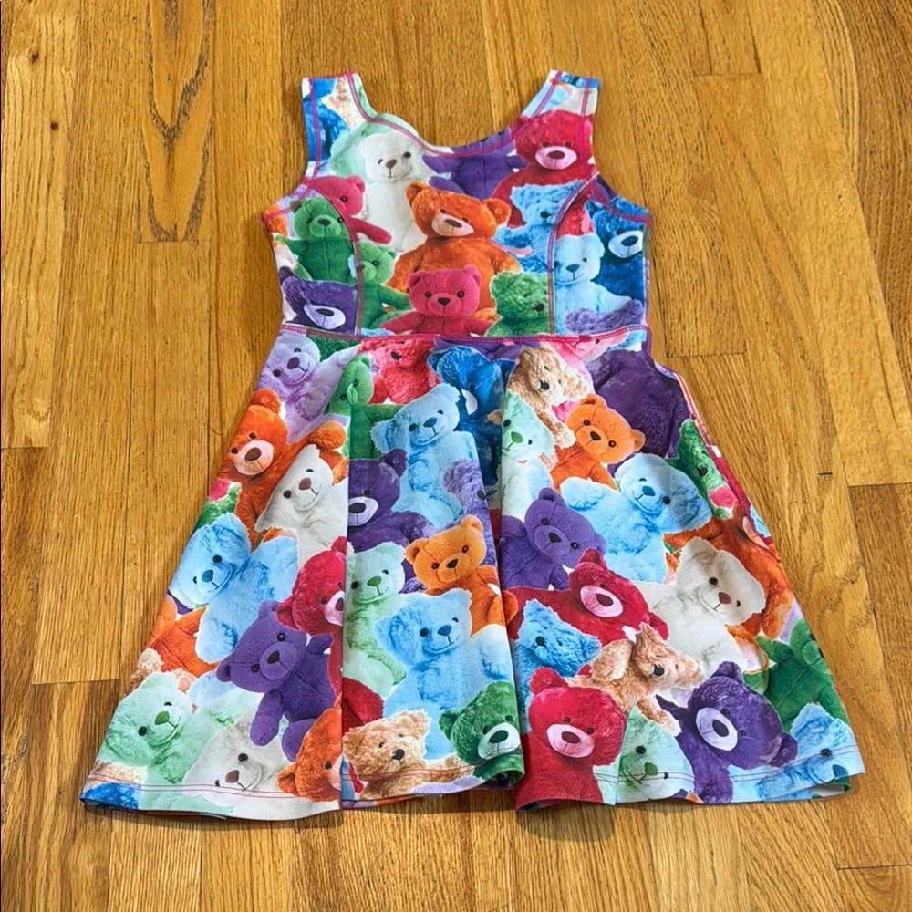 Children’s Place Colorful Teddy Bear Print Dress Kids Small (5/6)